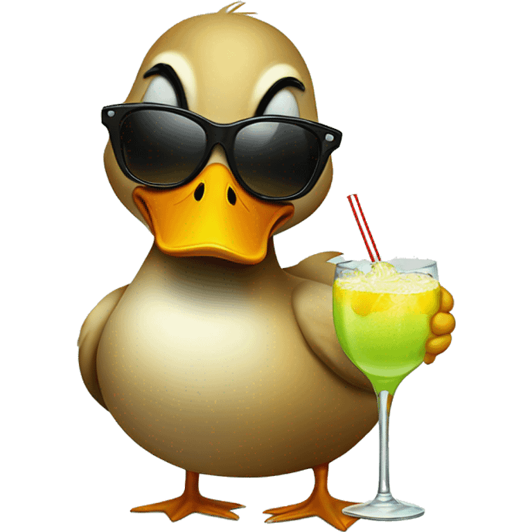 Duck wearing sunglasses drinking a margarita  emoji