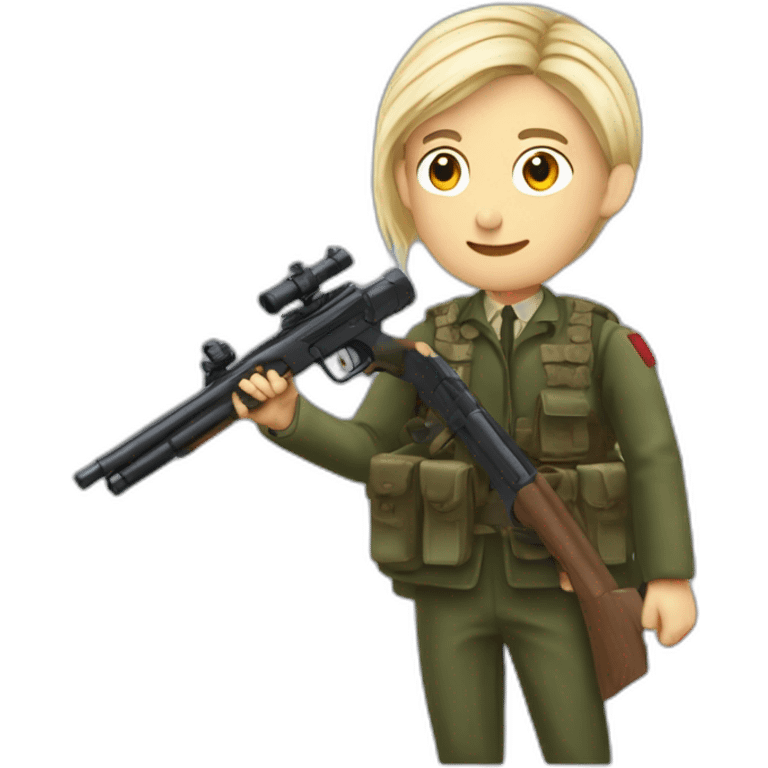 Marine Lepen avec une fusil de chasse emoji