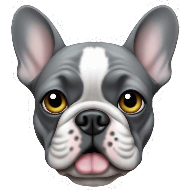 Grey french bulldog with one eyeball emoji