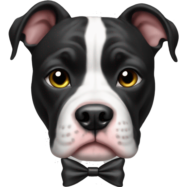 Black and White pitbull with bow emoji