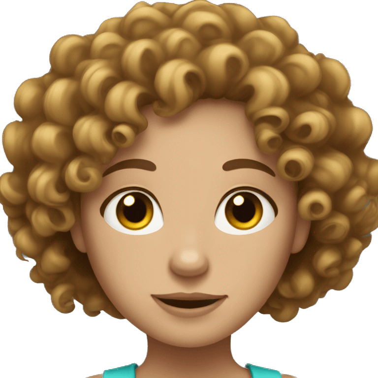 curly hair brunette with fair skin emoji