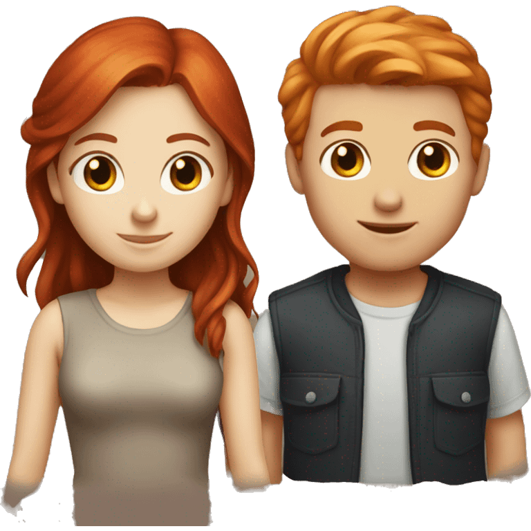 redhead boy and a brunette girl  emoji