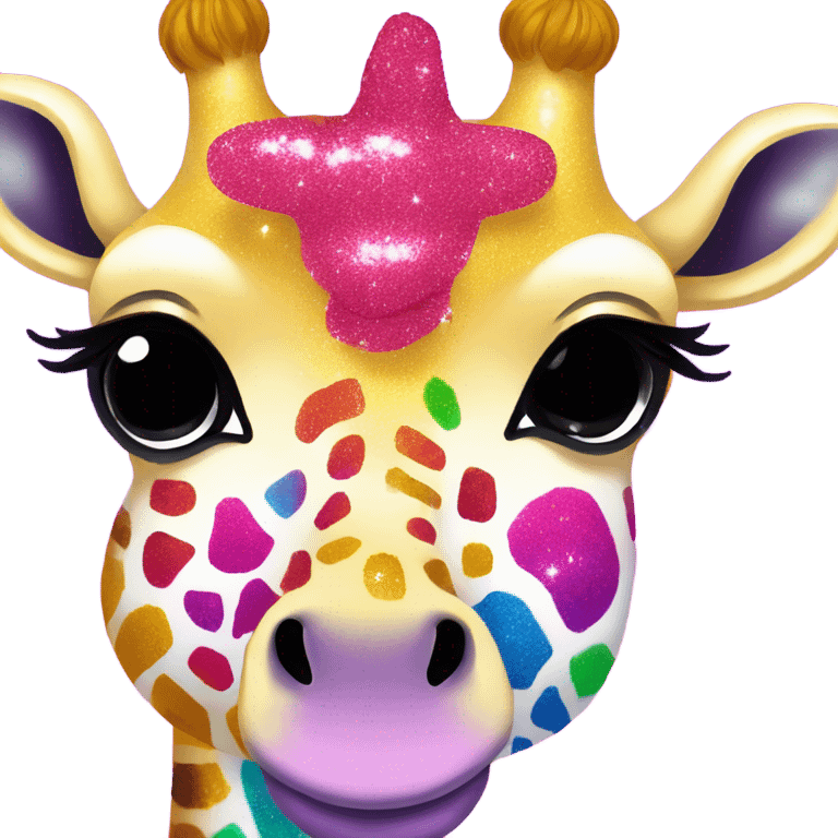 Lisa frank glitter giraffe with eyelashes emoji