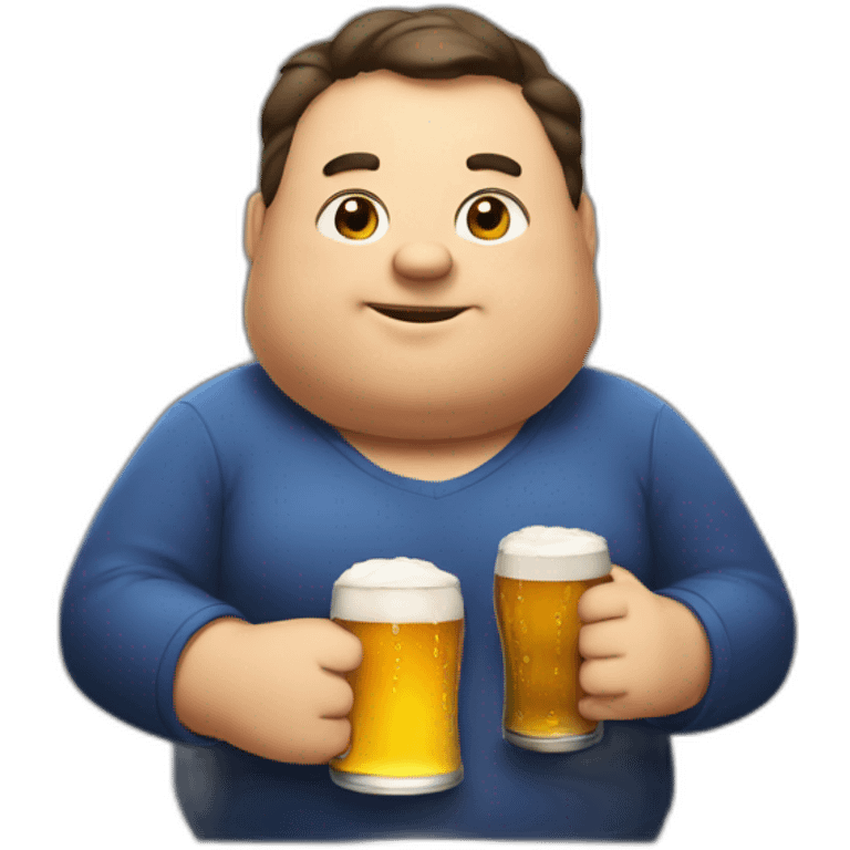 A fat person with a beer in his hand emoji