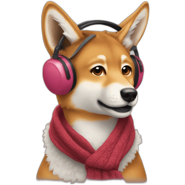 A dingo wearing a scarf and earmuffs emoji