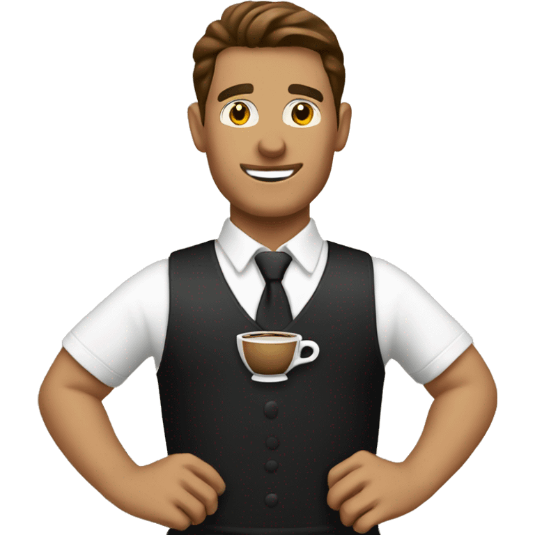 Waiter with coffee emoji