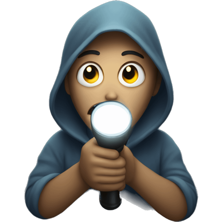 Someone telling a scary story in the dark holding a flashlight under their face emoji