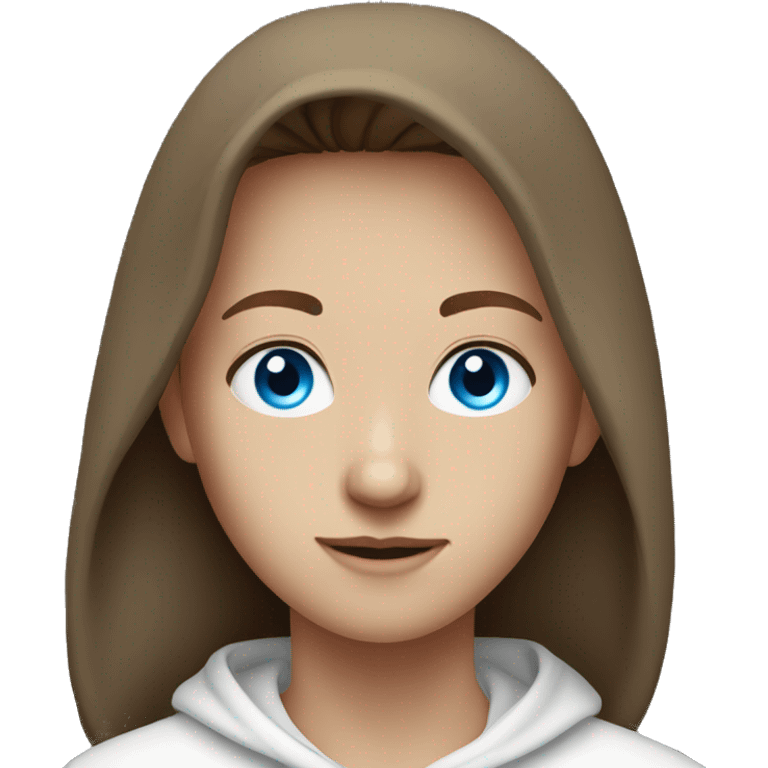 Brown hair blue eyes teenager in a white hoodie emoji