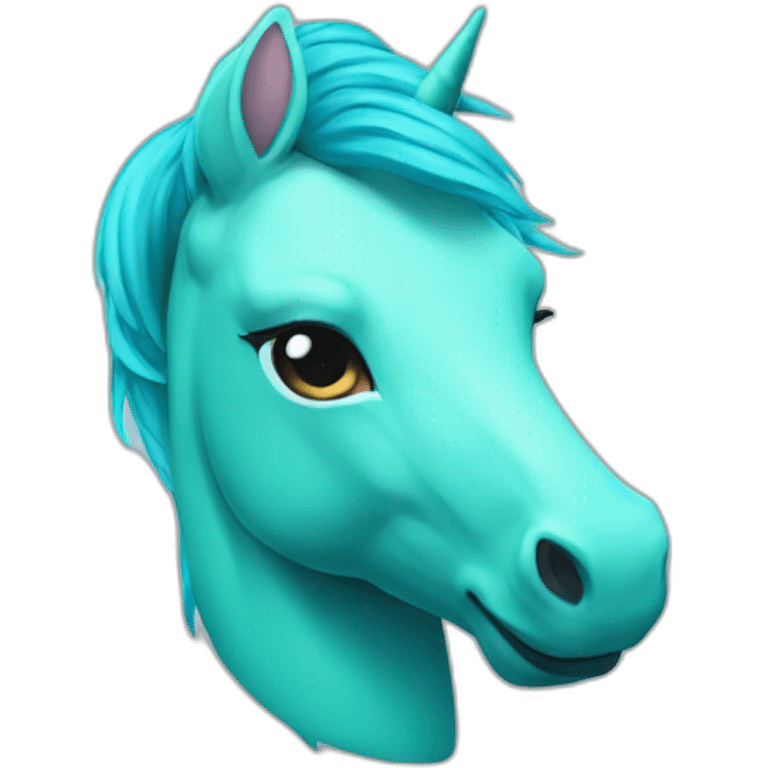 CYAN COLORED UNICORN emoji