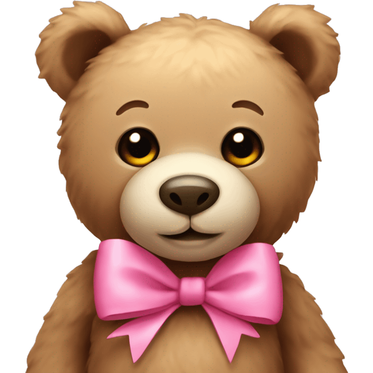 Teddy bear with a cute pink bow emoji