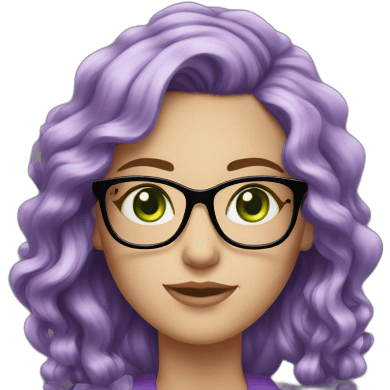 white-girl-purple-wavy-hair-green-eyes-square-glasses emoji