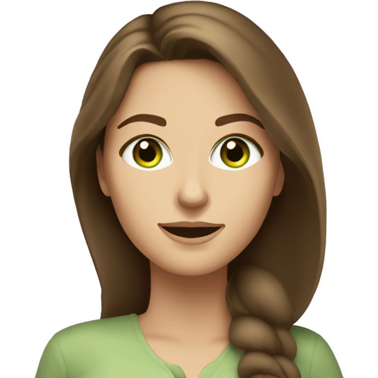  Caucasian woman with brown hair green eyes at brunch emoji