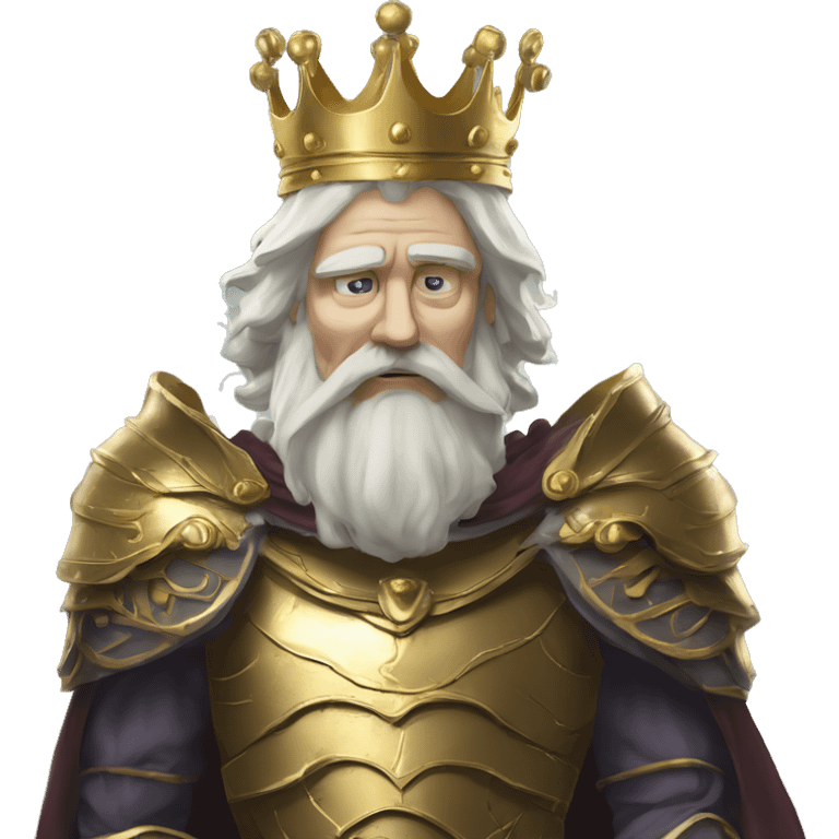 Vintage King hamlet old man big beard gold crown wearing armour fading ghost hands out trapped melting into wisps emoji