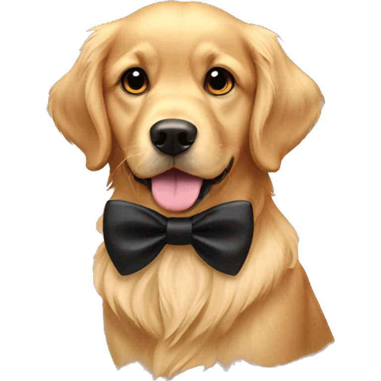 Golden retriever with black bow emoji