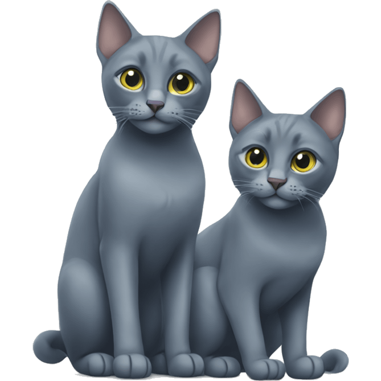 Two Russian Blue cats  emoji