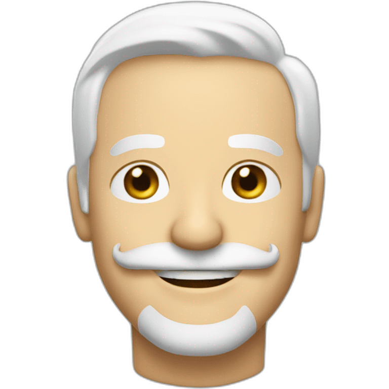 Create an emoji of a man smiling, with white hair and with a short but neat white beard and moustache emoji