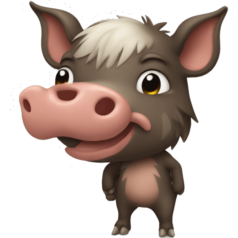 Cute Boar with white mark check in his hand emoji