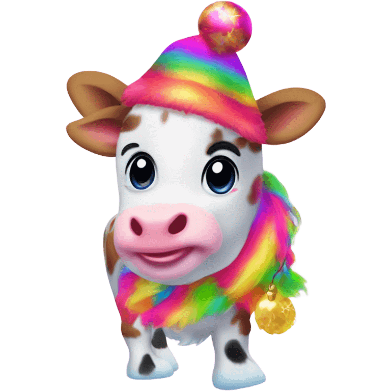 Lisa frank Christmas fluffy baby cow emoji