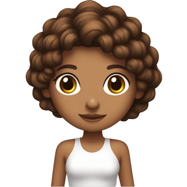 Haz a una chica de piel morena, hoyuelos y cabello corto marrón abrazando a una chica de piel blanca con pelo marron emoji