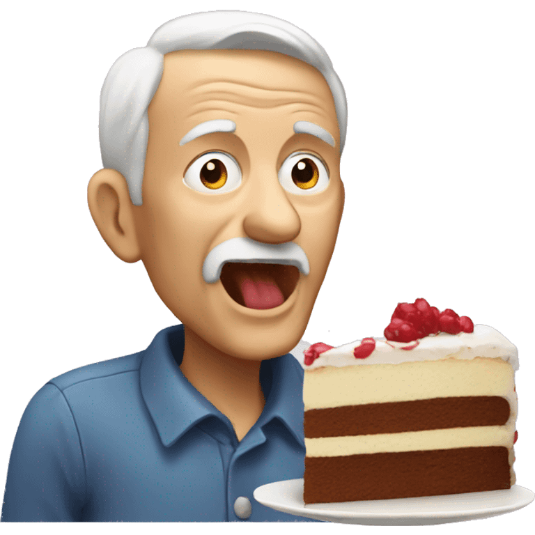 Old man eating cake emoji