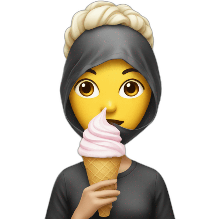 masked girl with ice-cream  emoji