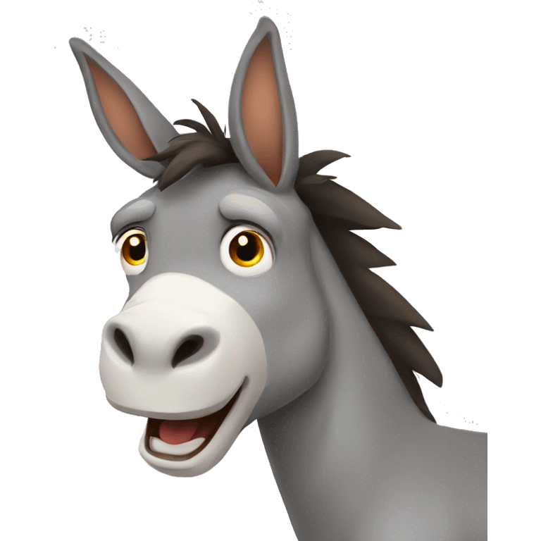 a donkey with a scared expression and making an L with his hand emoji