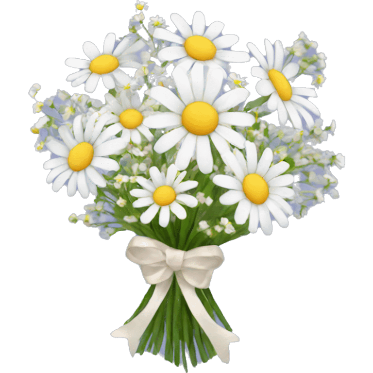 daisy and babies breath bouquet  emoji