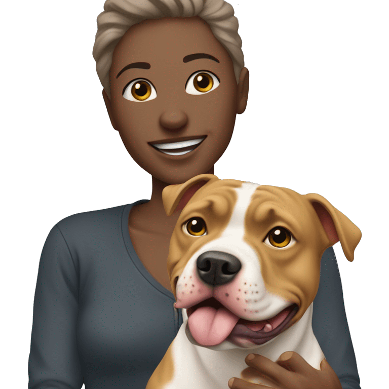 Pitbul dog with owner  emoji