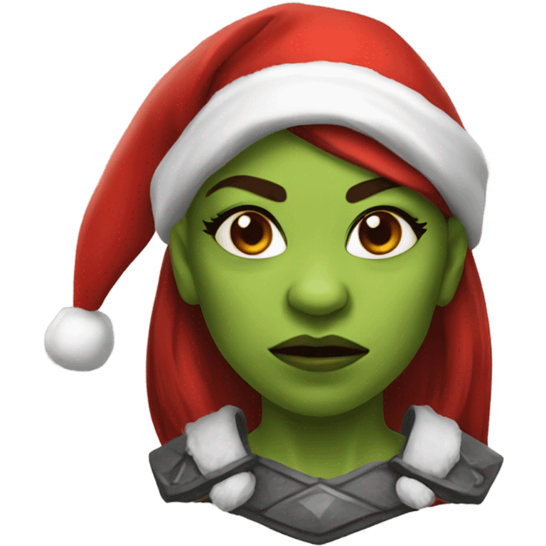 orc female warrior with santa hat emoji