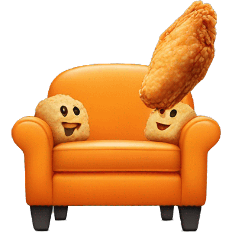 Smiling orange chair eating fried chicken emoji