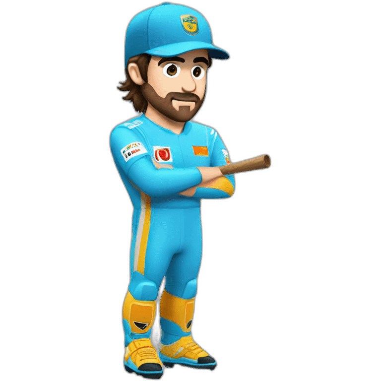 Fernando Alonso encima de una escoba emoji