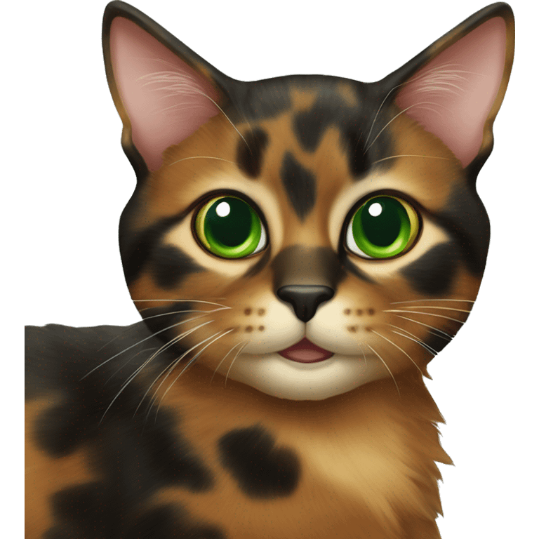 Tortoiseshell cat with green eyes emoji