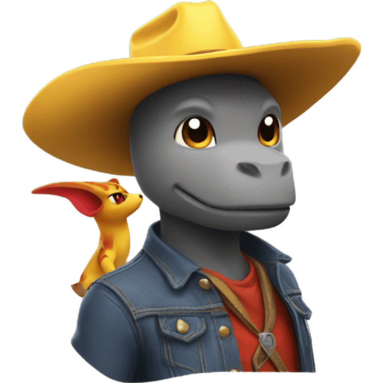 Dracaufeu with a cowboy hat on pikachu emoji