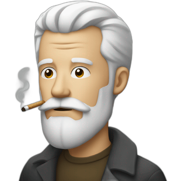 A man with a beard and white hair is smoking emoji