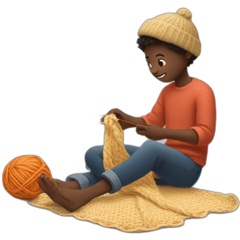 Black boy knitting emoji