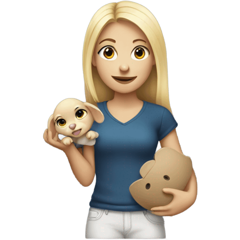 Blonde girl holding mouse emoji