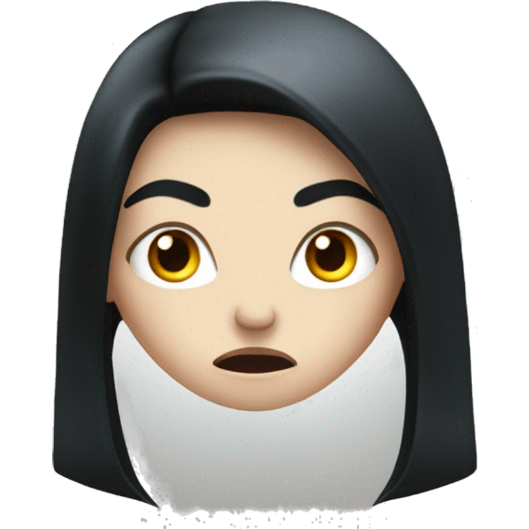 Angry pale girl with very long black hair  emoji