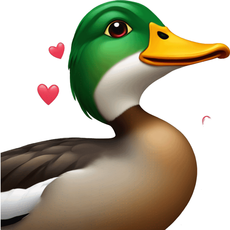 mallard duck with hearts as eyes emoji