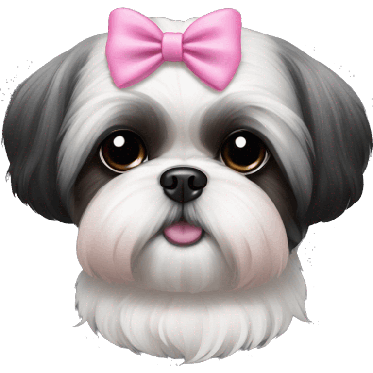 black Shih-Tzu with pink bow emoji