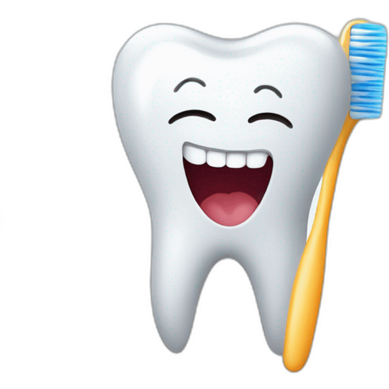 Tooth With a toothbrush emoji