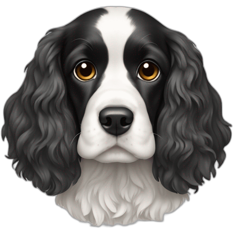 cocker spaniel black white thin white line head emoji