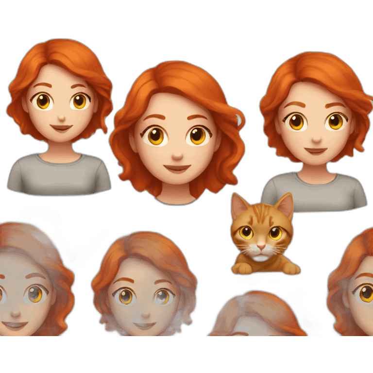 Red hair girl with a cat emoji