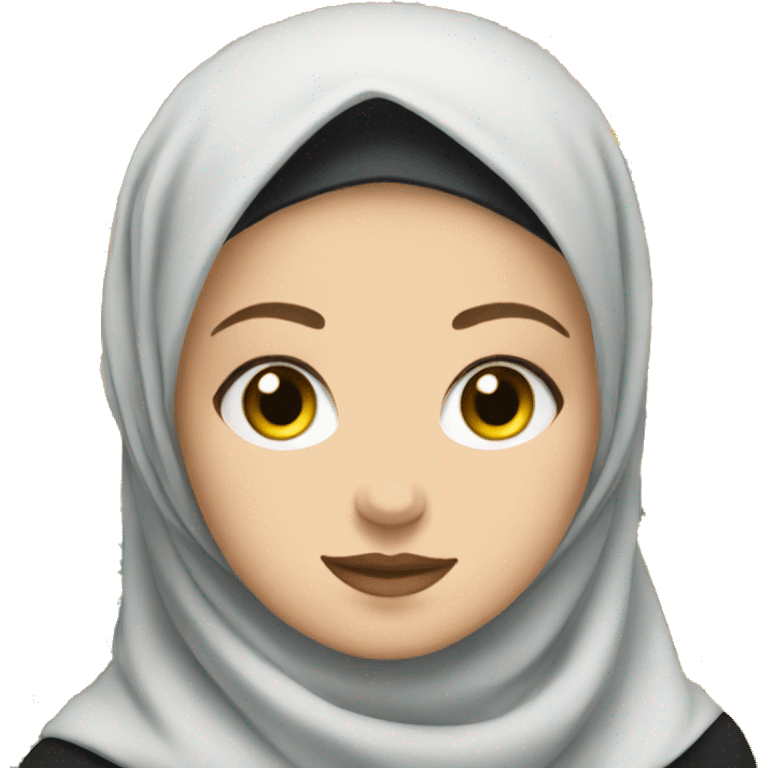 White girl wearing black hijab with sunflowers emoji