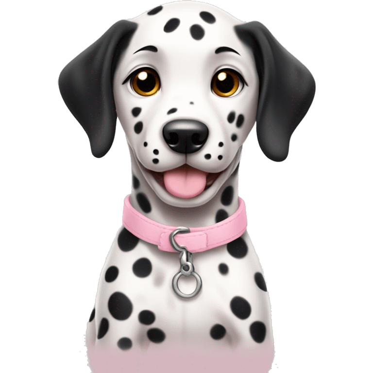 dalmatian puppy cute with light pink collar emoji