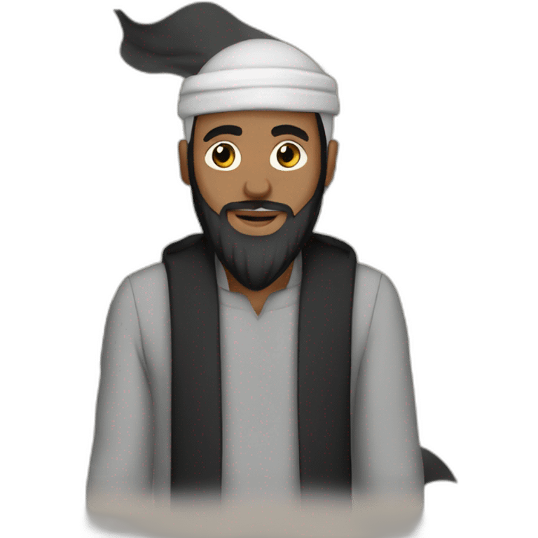 muslim man with a black flag emoji