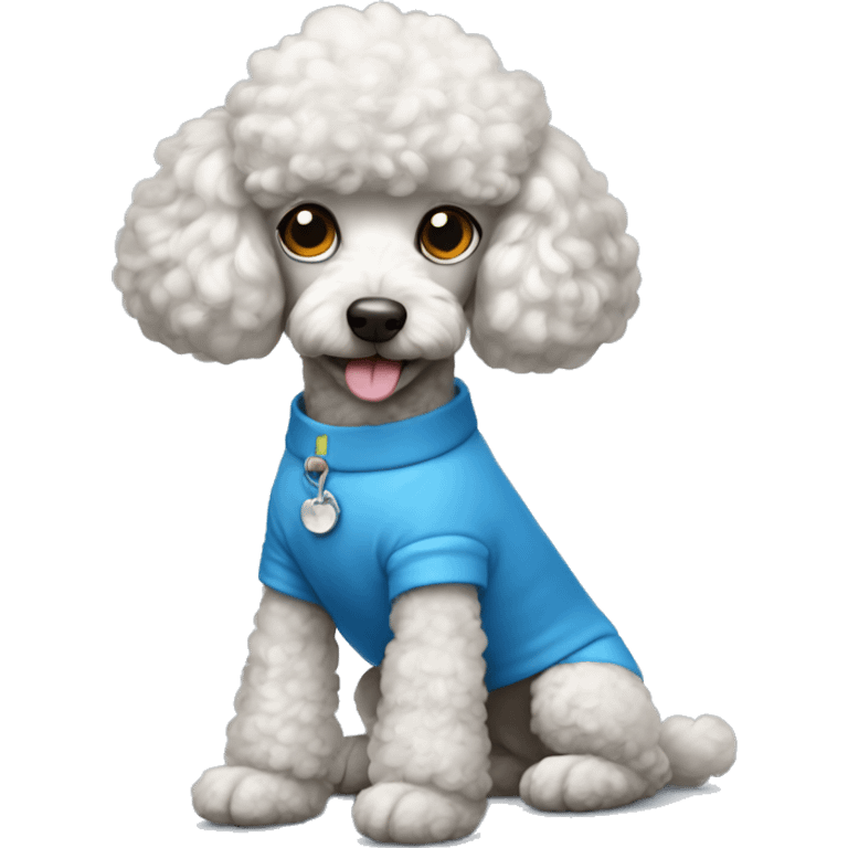 Poodle wearing blue clothes  emoji