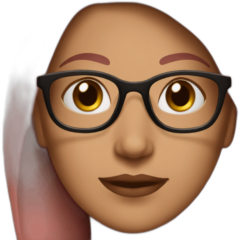 Women, white, brown-rose hair, Latin women, glasses pink emoji