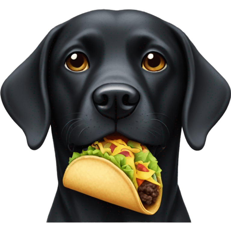 Black lab eating a taco emoji