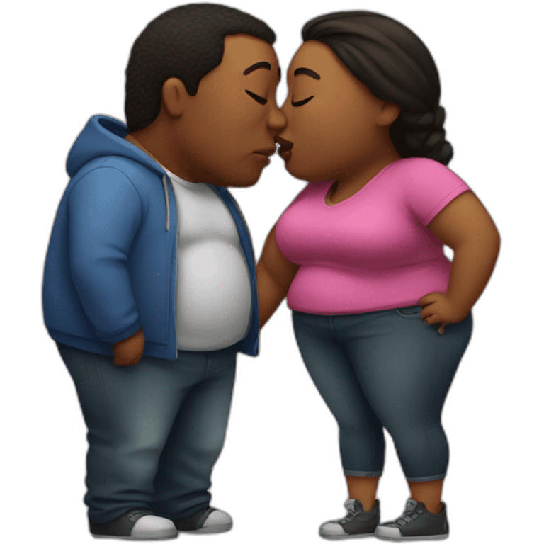 overweight couple kissing emoji