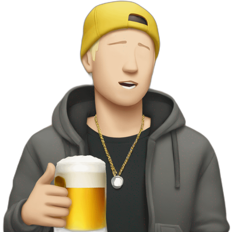 Eminem drinking a beer emoji